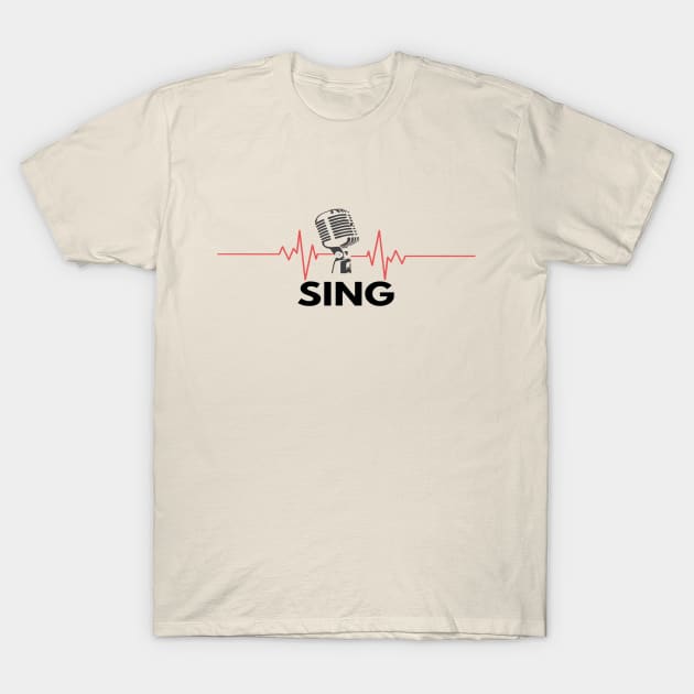 Sing Microphone heartbeat Singer T-Shirt by Musician Gifts